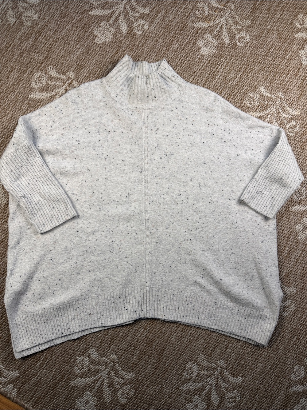Women's Cream Speckled batwing Turtleneck Sweater